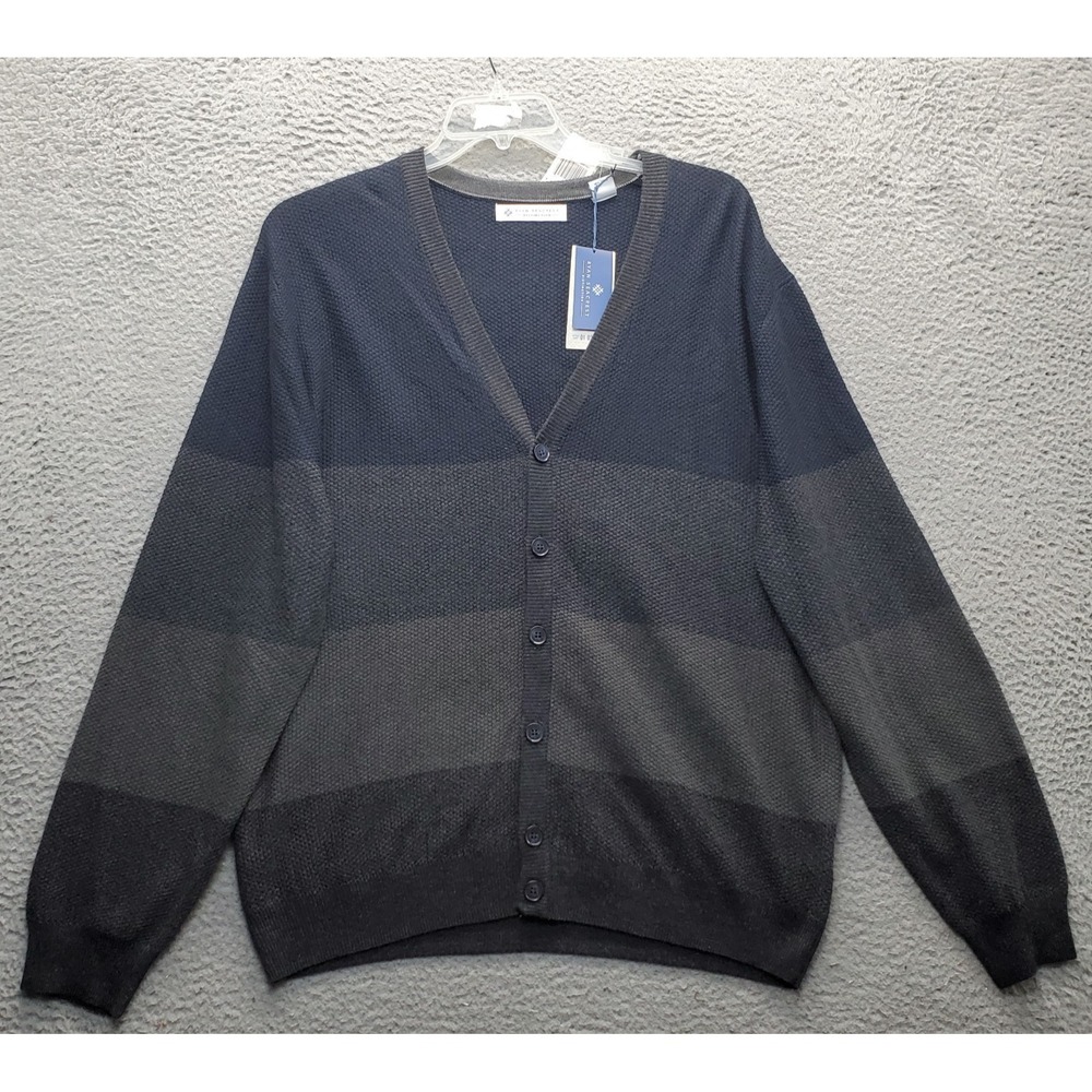 Ryan Seacrest Distinction Lightweight Cardigan Men XL Multi Striped Button Front